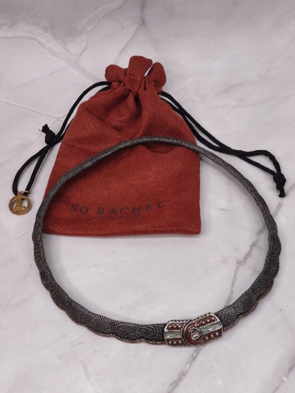 So Rachel By Longaberger Gunmetal/Copper Mesh Collar Necklace